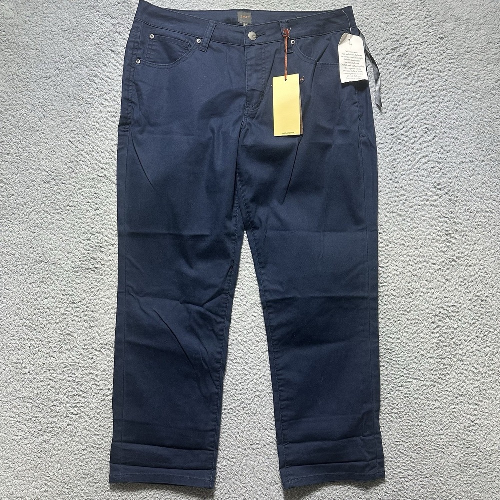 Jag Women's Low Rise Straight Leg Stretch Denim Jeans Size 14 Blue